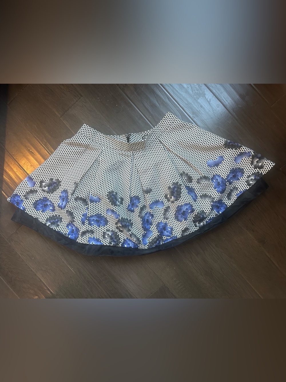 Express Polka Dot Skirt with Blue Floral Border Size 12